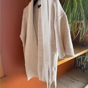 Tommy Hilfiger Cream Open-Front Knit Cardigan
